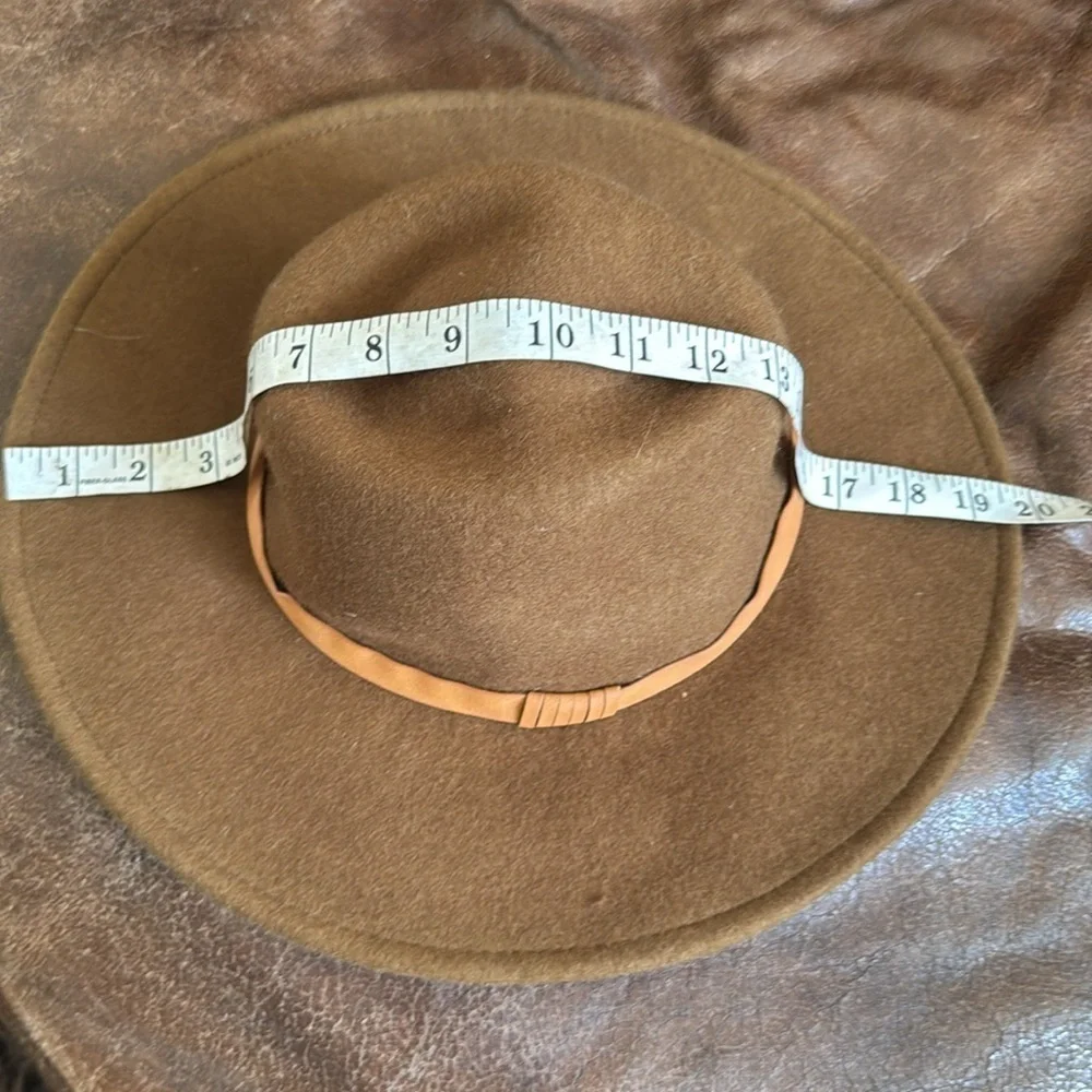 Brown wool Wide Brim Hat with Tan Band